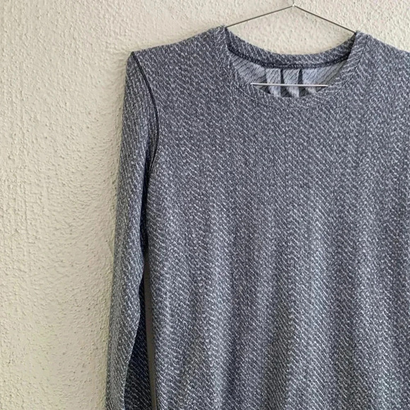 Lululemon Rush Hour Long Sleeve Hazy Heather Heathered White Heathered Black Sz4 - Picture 4 of 9